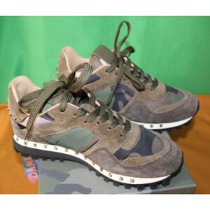 Valentino Garavani Trainer Rockrunner Stud Camouflage Sneakers Size Women's 36